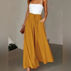 Ginger Boho Lace Up Wide Leg Pants